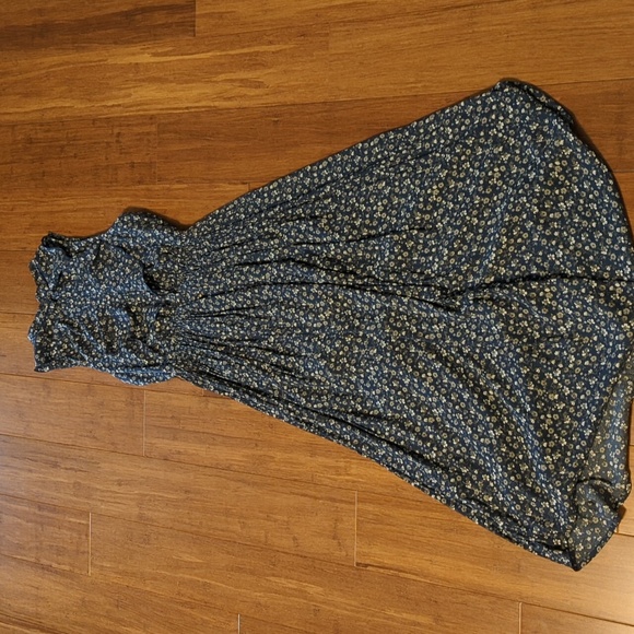 Free People Button Up Sleeveless Blue Ditsy Dress Boho Bohemian Maxi - Picture 5 of 14